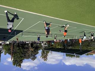 Players competing at a South Pasadena DUDES pickleball tournament